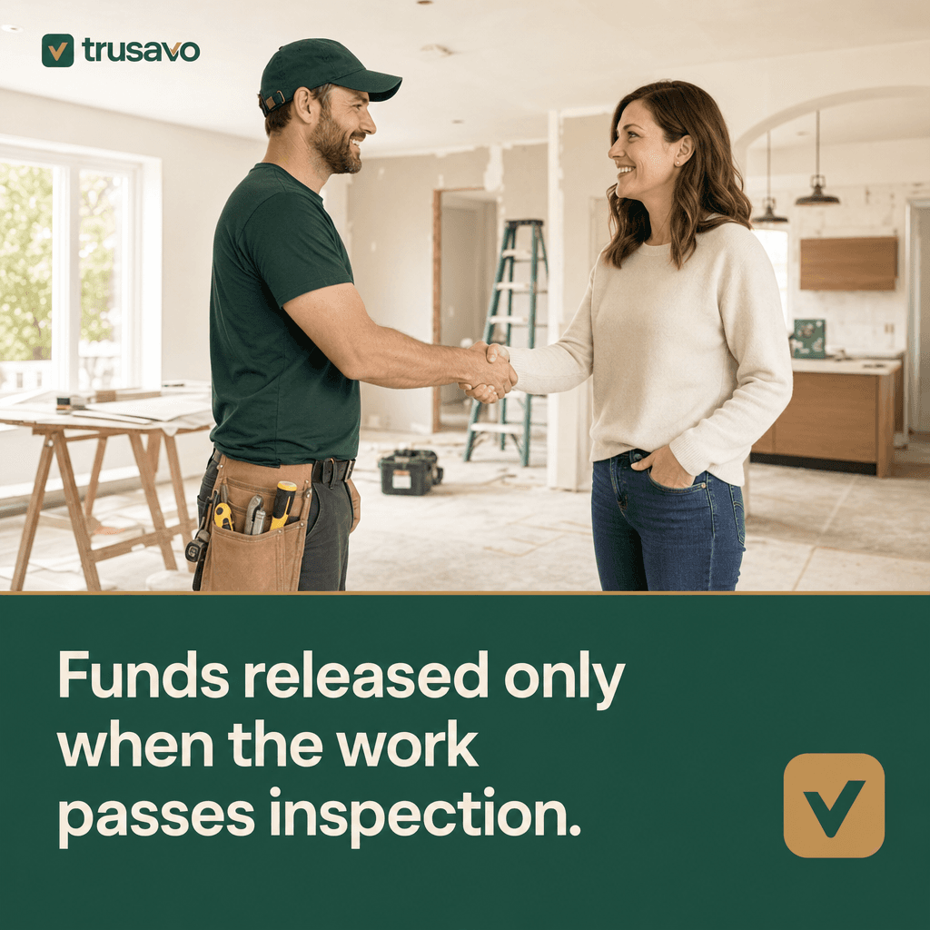 A contractor and homeowner shaking hands at a renovation site